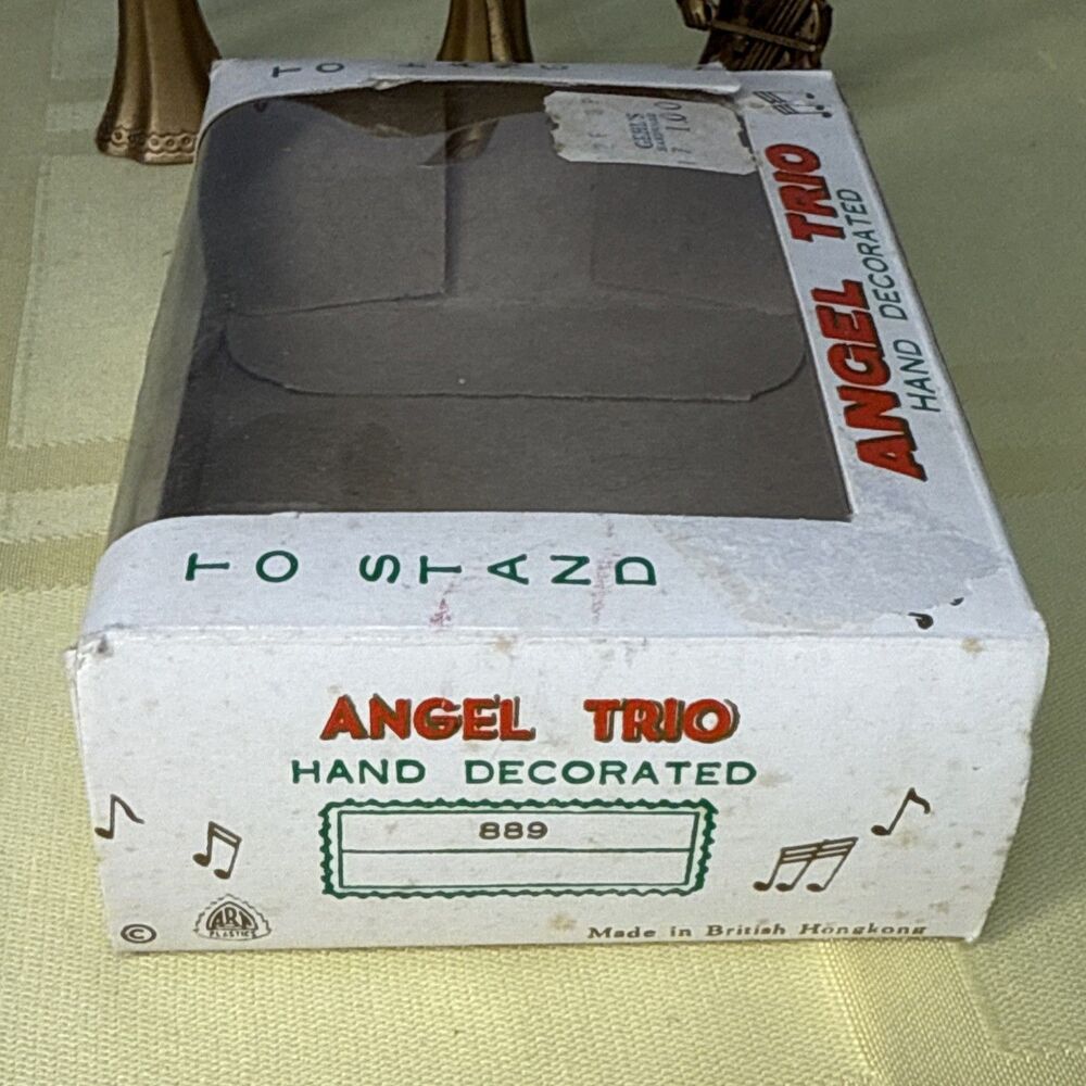 Vintage Hard Plastic Musical Angel Ornament Trio Made in British Hong Kong - Picture 5 of 13